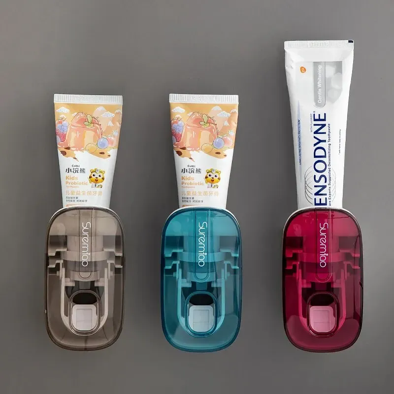 Distributeur de dentifrice mural automatique avec porte-brosse à dents, lot de 1 4