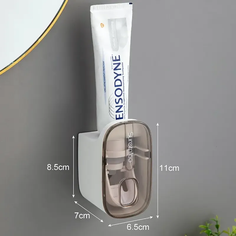 Distributeur de dentifrice mural automatique avec porte-brosse à dents, lot de 1 9