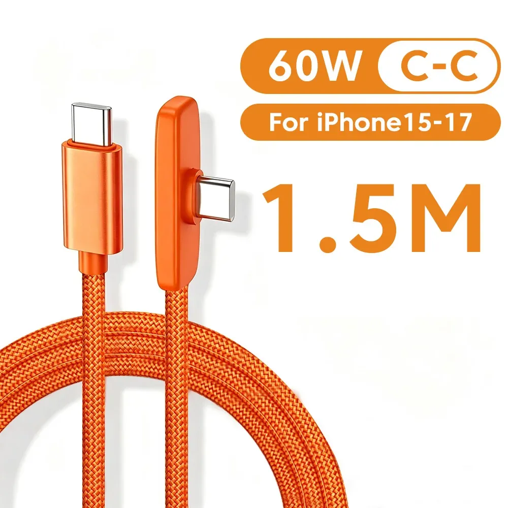 Câble de charge rapide USB-C 100 W 6 A, câble de charge ultra-rapide, câble de données tressé coudé Type-C 1 m / 1,5 m / 2 m pour appareils Samsung, Huawei, Honor et Android 15