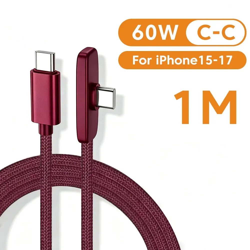 Câble de charge rapide USB-C 100 W 6 A, câble de charge ultra-rapide, câble de données tressé coudé Type-C 1 m / 1,5 m / 2 m pour appareils Samsung, Huawei, Honor et Android 10
