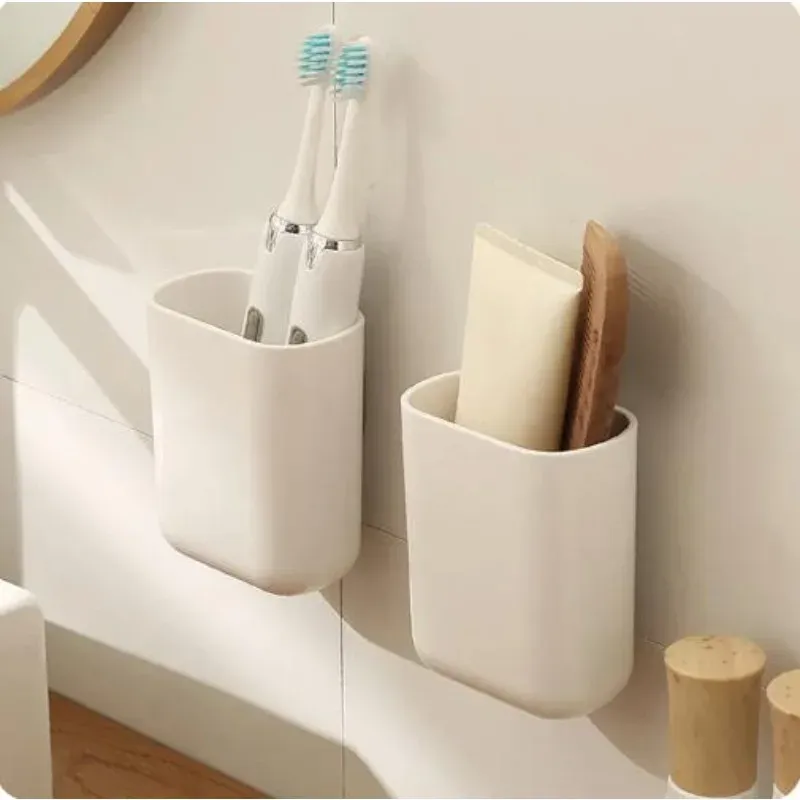 Porte-brosse à dents mural étanche, sans perçage, avec porte-peigne et support pour brosse de maquillage 1