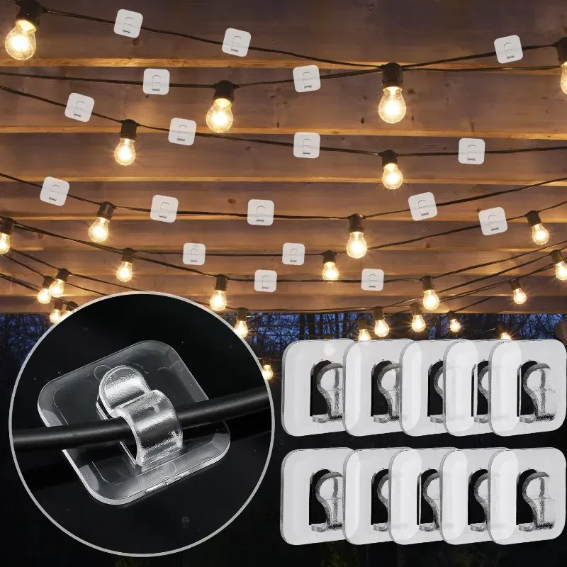 Crochets adhésifs transparents pour guirlandes lumineuses et organisateur de câbles 2