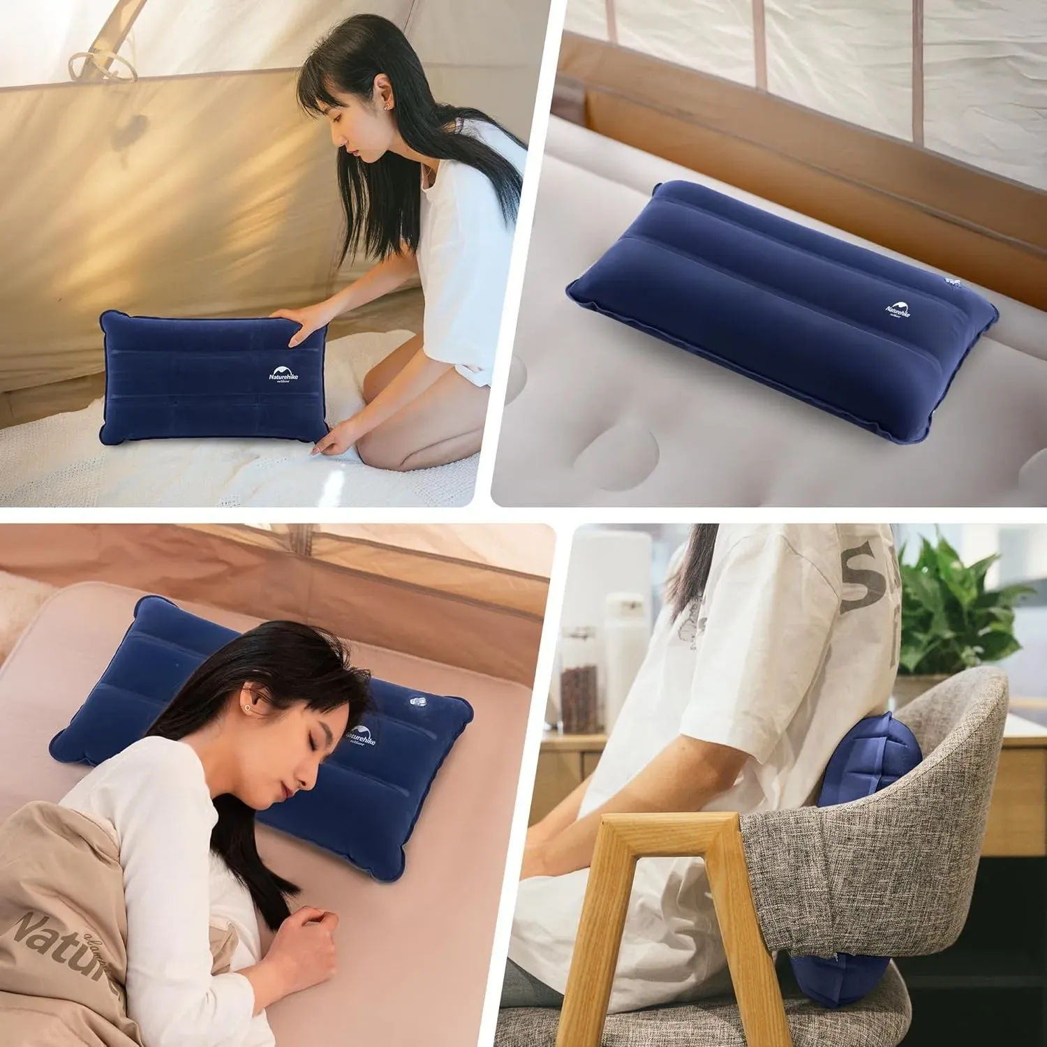 Oreiller de camping gonflable ultraléger Naturehike, pour le soutien du cou, confortable et portable, idéal pour le voyage et le bureau 4