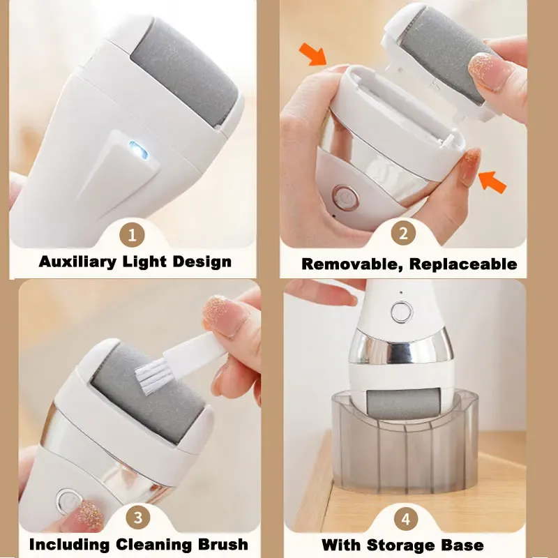 Lime électrique 3 en 1 pour pieds, éliminateur de callosités et peaux mortes, outil de soin des pieds, rechargeable, 3 vitesses 5