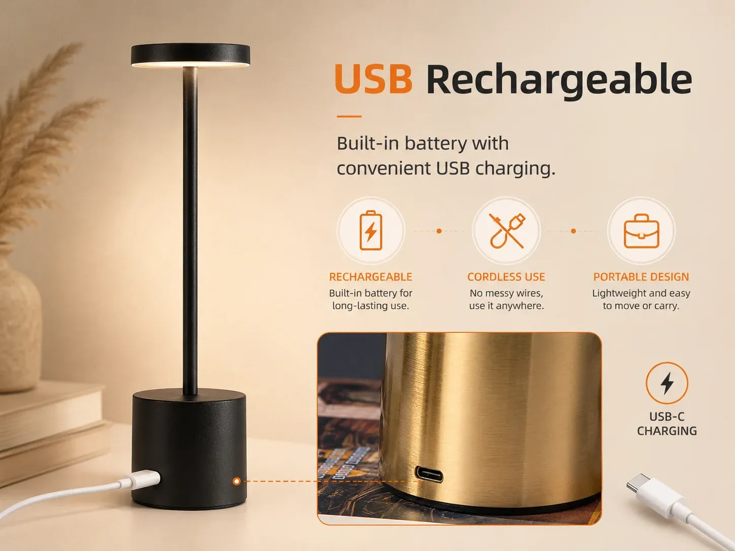 Lampe de table sans fil en situation