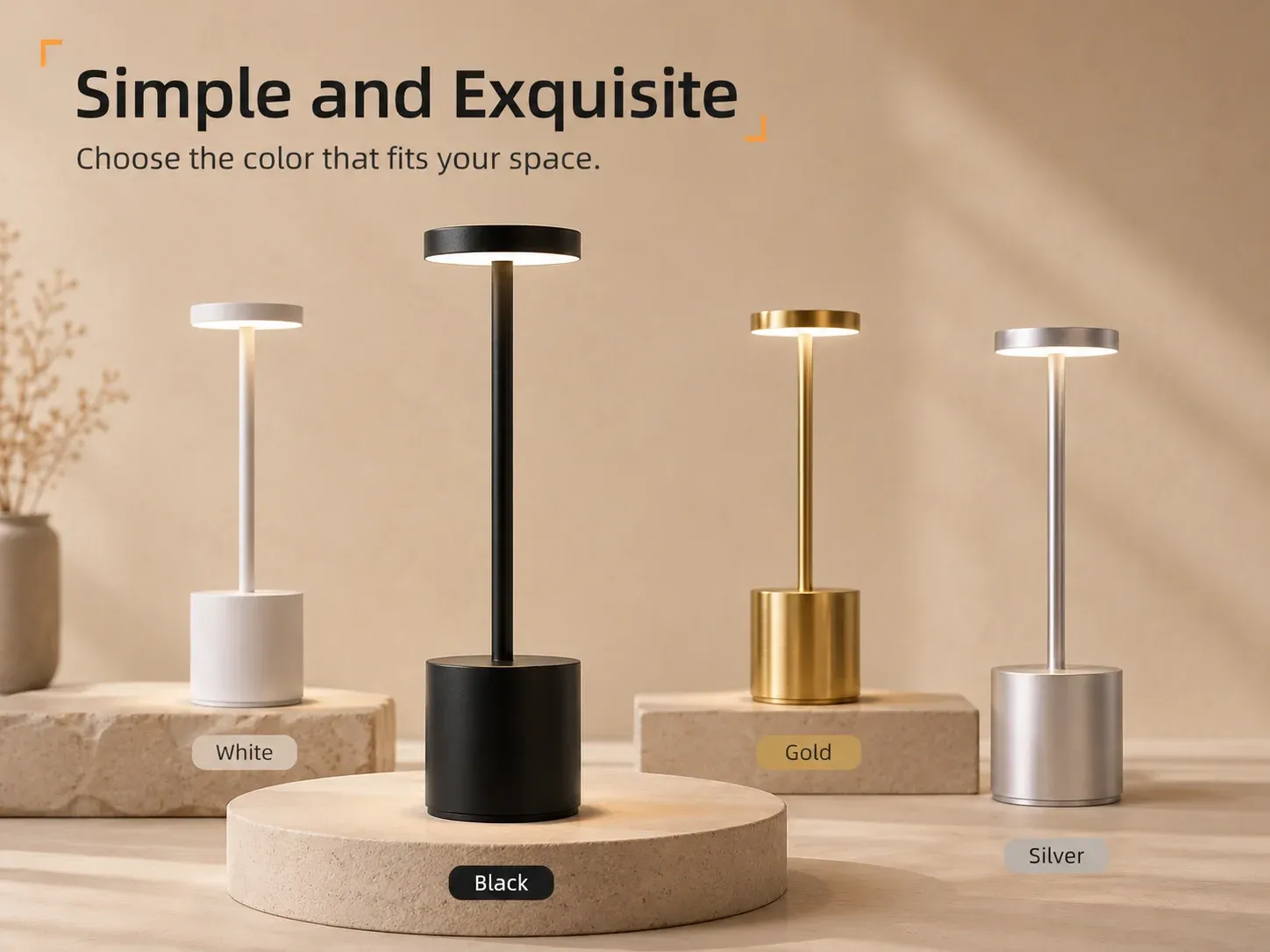 Lampe de table LED design rond et minimaliste