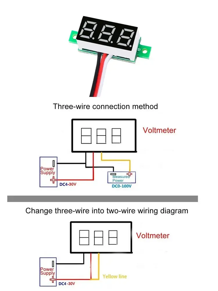 Mini voltmètre numérique en situation d'utilisation