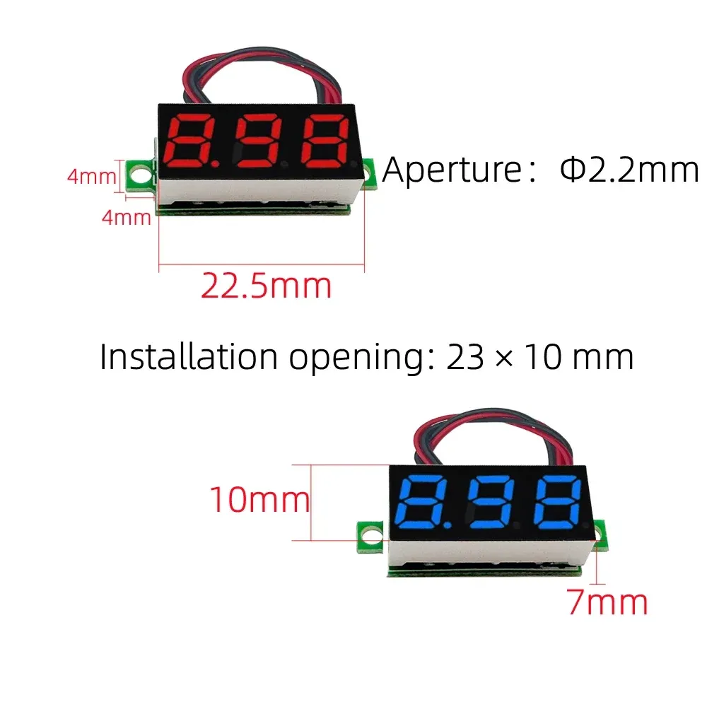Détails du mini voltmètre numérique LED