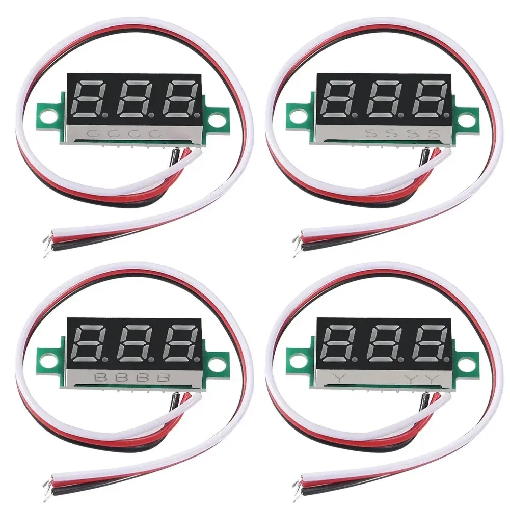 Mini voltmètre numérique 0,28 pouce, lot de 4, voltmètre à 3 fils 0-100 V, testeur de tension, afficheur LED 6