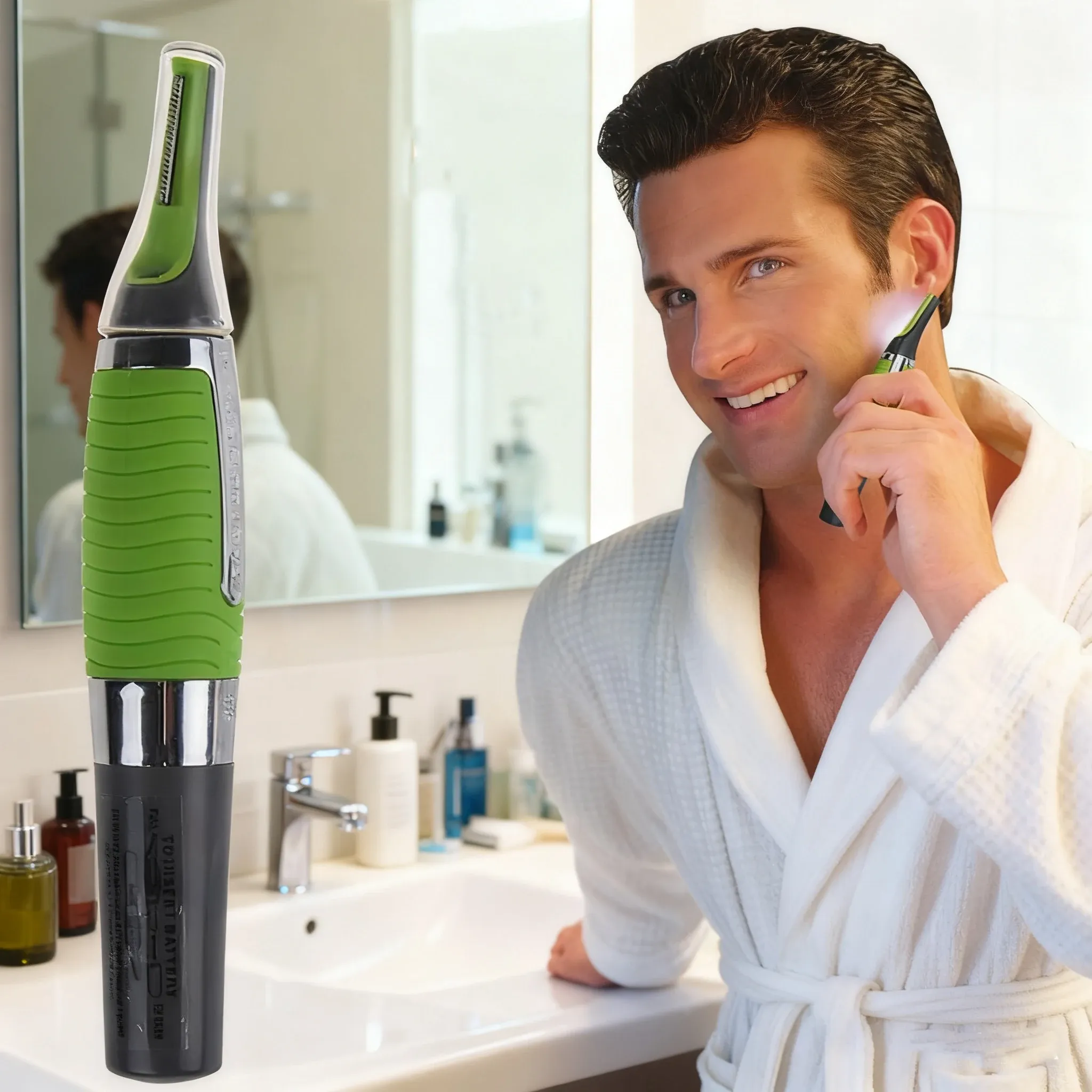 Tondeuse électrique portable pour oreilles, nez et sourcils, à double tête, lavable