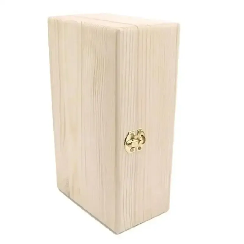 Boîte de rangement rectangulaire en bois à couvercle rabattable, coffret à bijoux artisanal en bois massif fait main 3