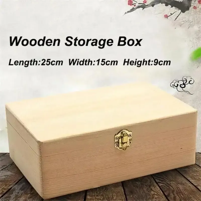 Boîte de rangement rectangulaire en bois à couvercle rabattable, coffret à bijoux artisanal en bois massif fait main 2