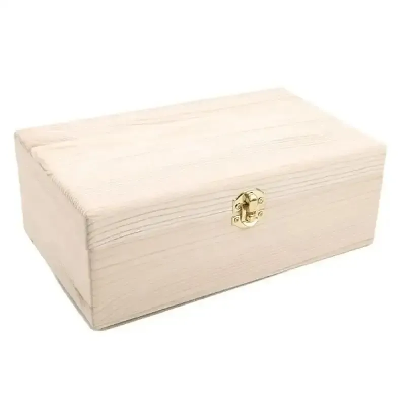 Boîte de rangement rectangulaire en bois à couvercle rabattable, coffret à bijoux artisanal en bois massif fait main 5