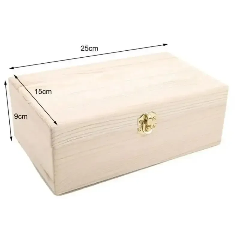 Boîte de rangement rectangulaire en bois à couvercle rabattable, coffret à bijoux artisanal en bois massif fait main 6