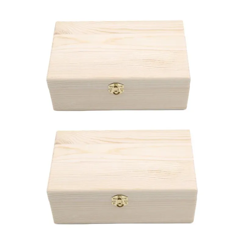Boîte de rangement rectangulaire en bois à couvercle rabattable, coffret à bijoux artisanal en bois massif fait main 8