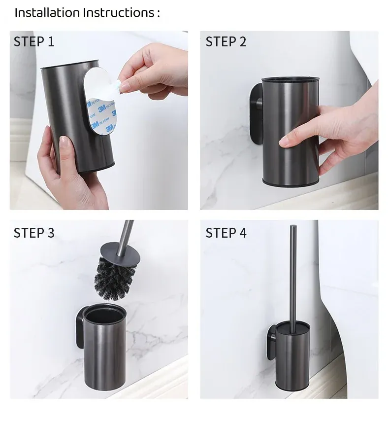 Porte-brosse mural pour salle de bain moderne