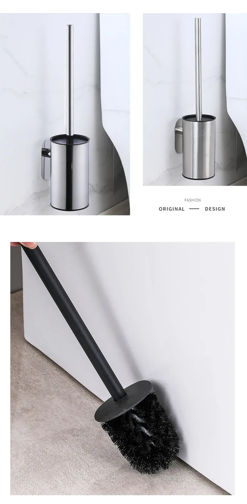 Porte-brosse mural dans un espace de bain