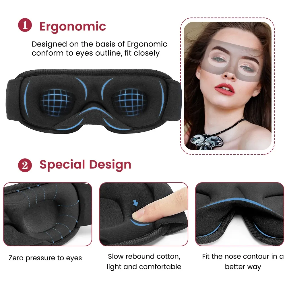 Masque de sommeil 3D occultant pour les yeux, doux et respirant, idéal pour le voyage 4