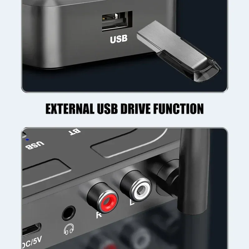 Récepteur audio Bluetooth 6.0 avec adaptateur USB, microphone HD, antenne, sorties AUX 3,5 mm et RCA, pour haut-parleurs et amplificateur de voiture, son stéréo Hi-Fi 5