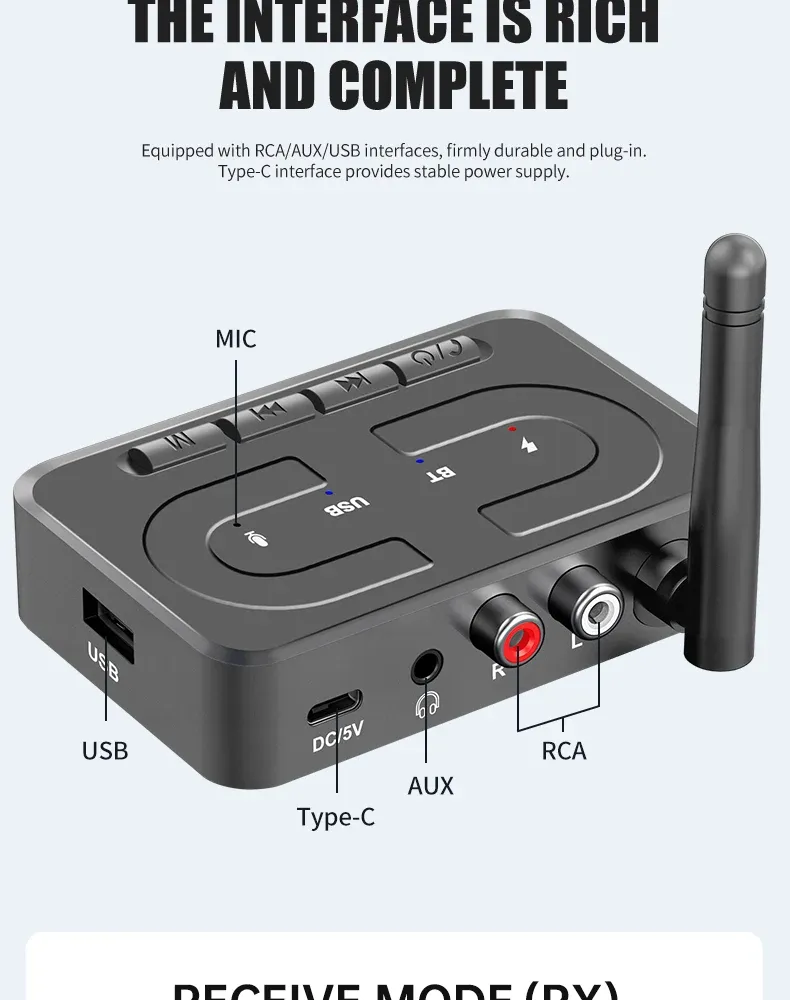 Récepteur audio Bluetooth connectique