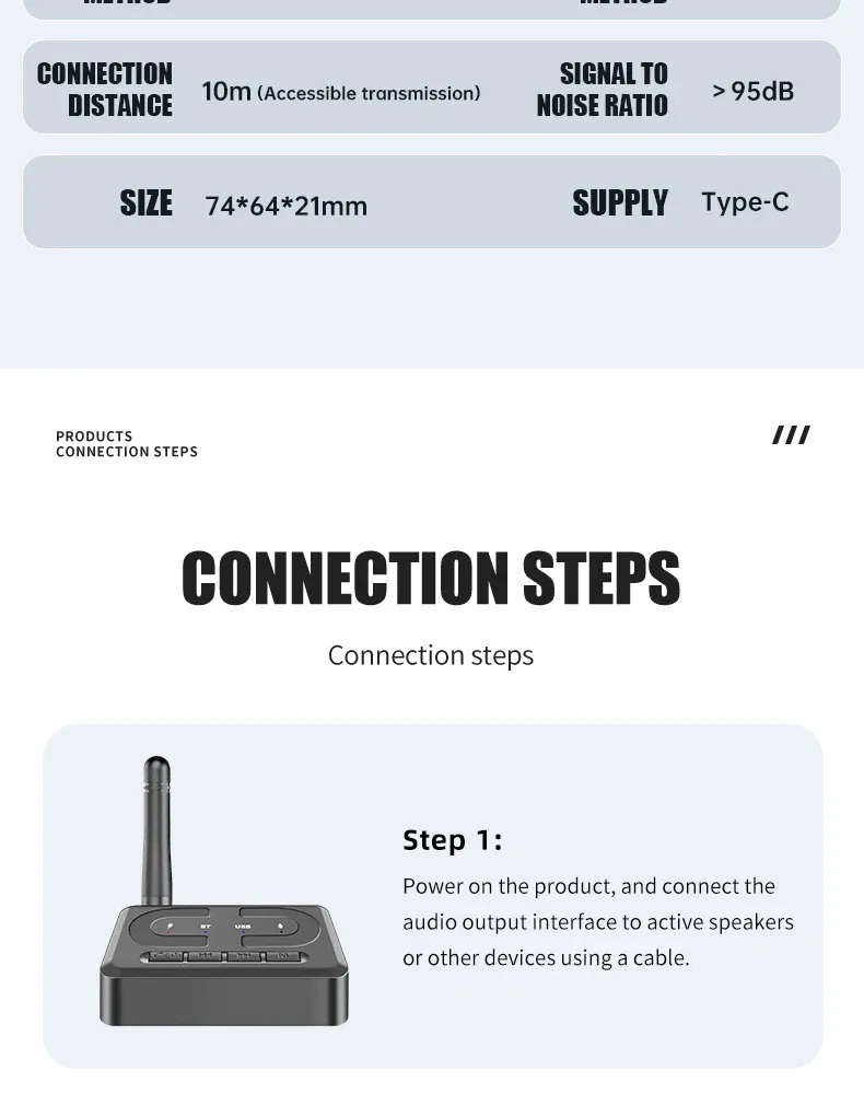 Récepteur audio Bluetooth détails finition