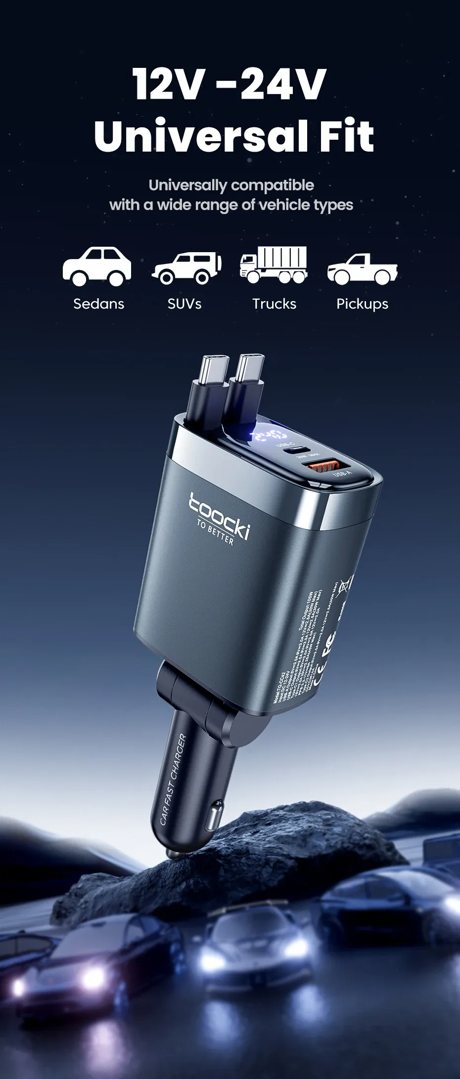 Chargeur de voiture Toocki en utilisation