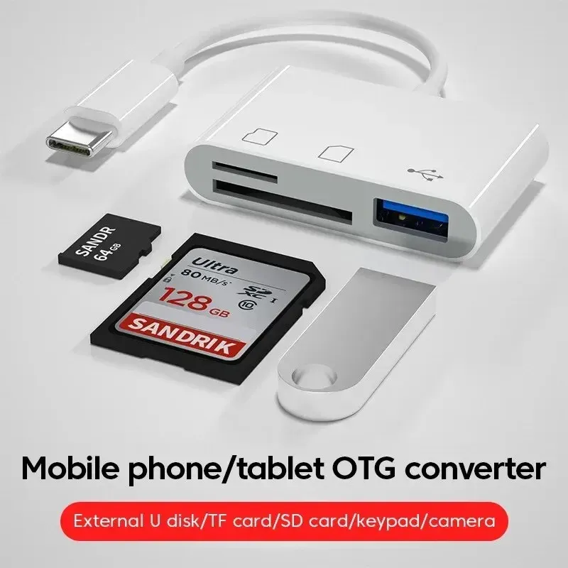 Hub USB-C 3-en-1 multi-ports avec lecteur de cartes mémoire TF/SD, compatible Samsung, Xiaomi et MacBook 3