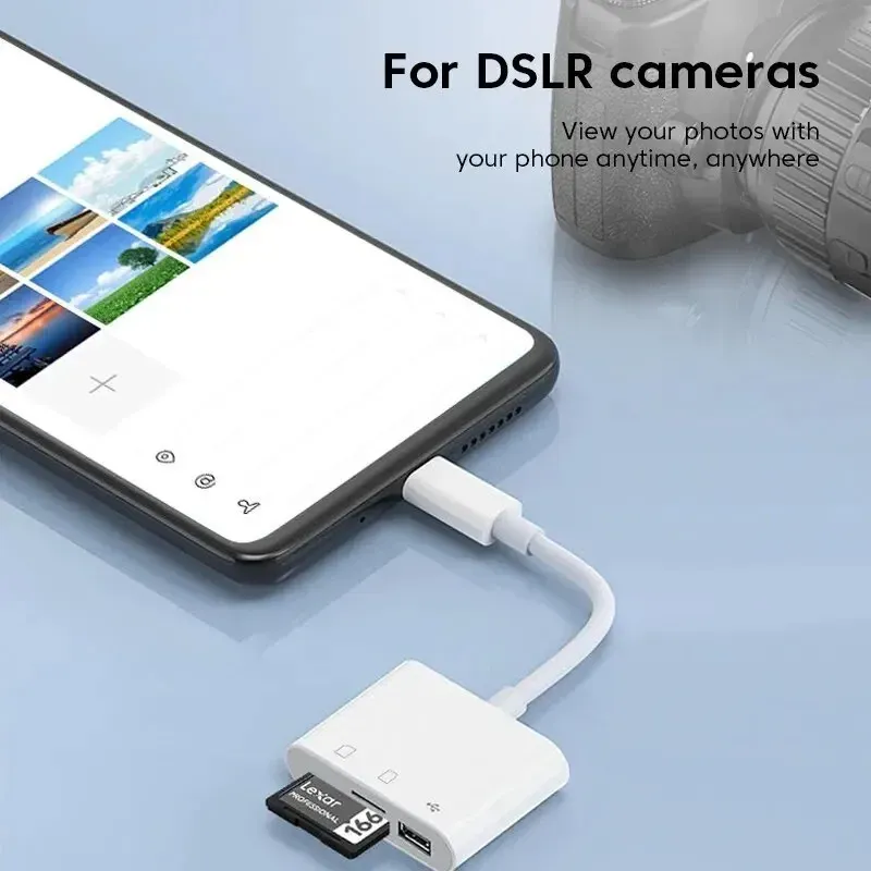 Hub USB-C 3-en-1 multi-ports avec lecteur de cartes mémoire TF/SD, compatible Samsung, Xiaomi et MacBook 4