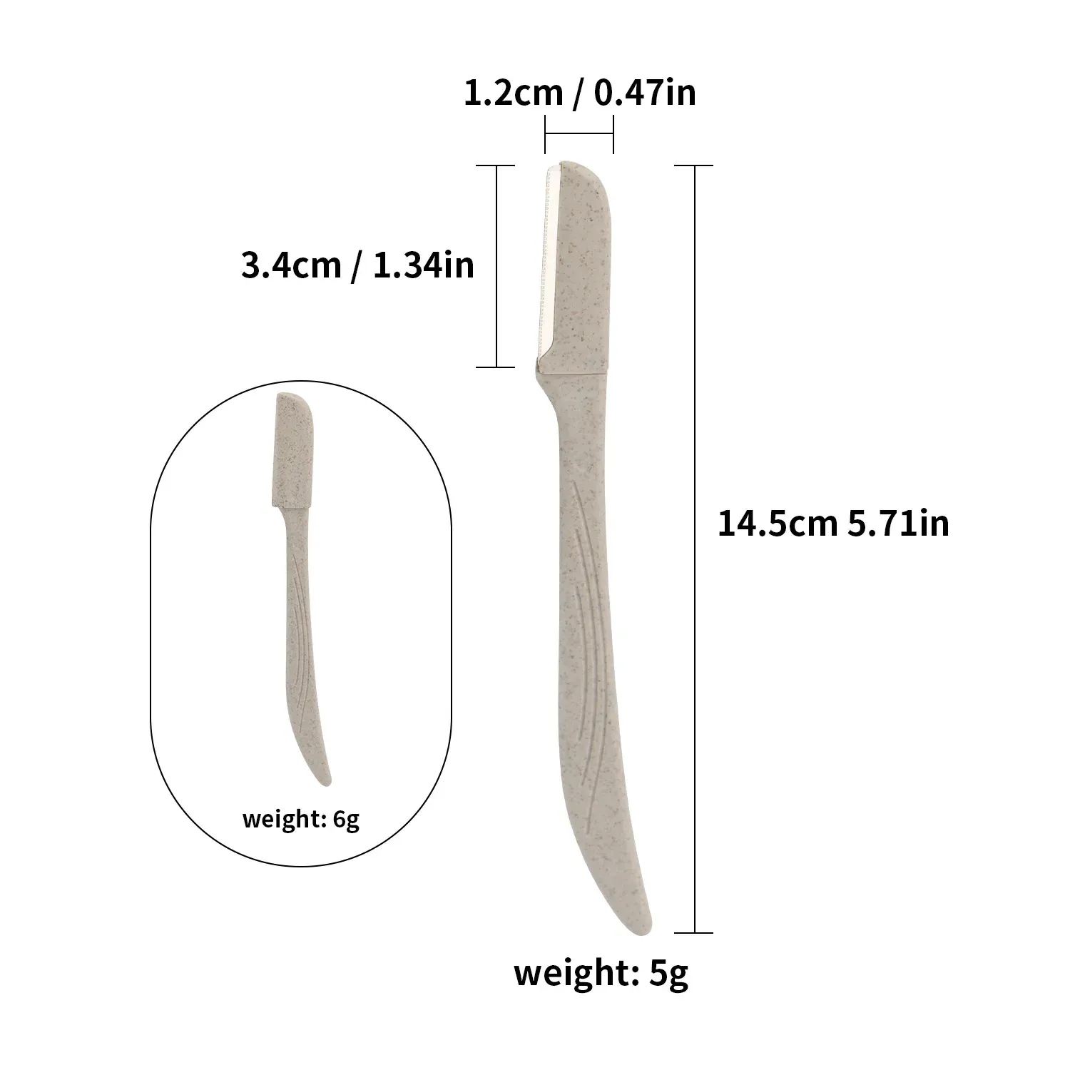 Tondeuse à sourcils biodégradable en paille de blé, acier inoxydable, lot de 6 4