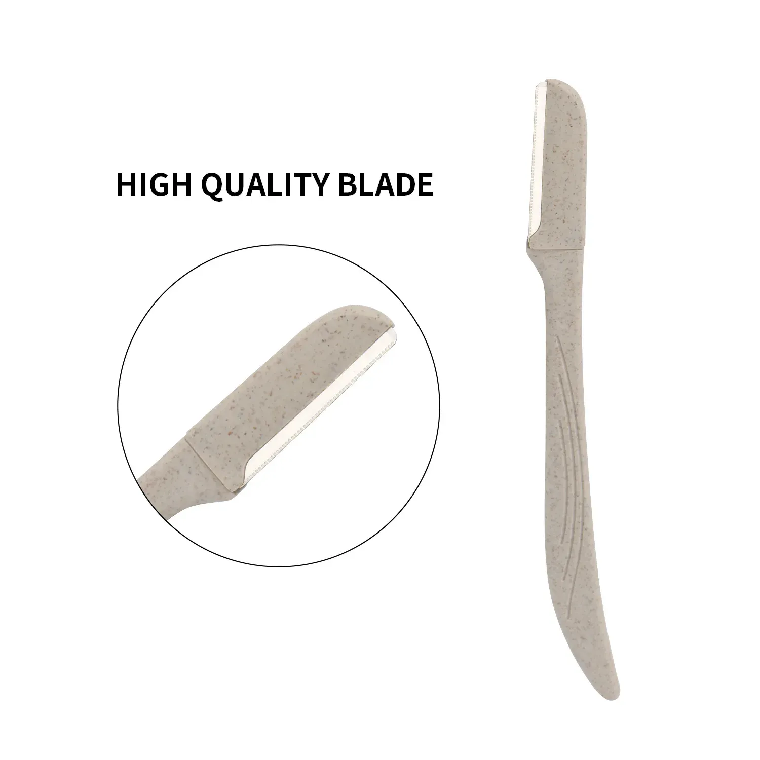 Tondeuse à sourcils biodégradable en paille de blé, acier inoxydable, lot de 6 5