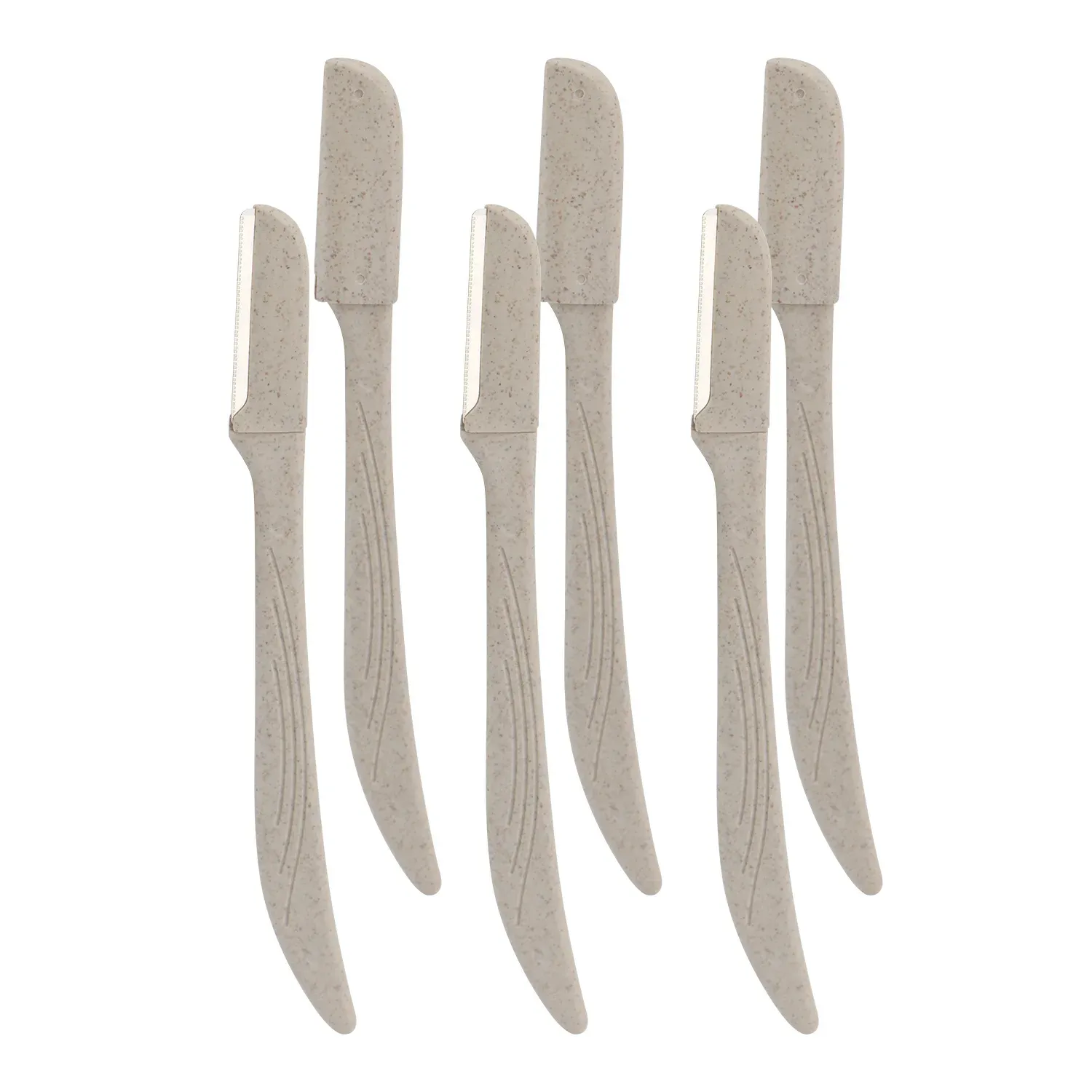 Tondeuse à sourcils biodégradable en paille de blé, acier inoxydable, lot de 6 6