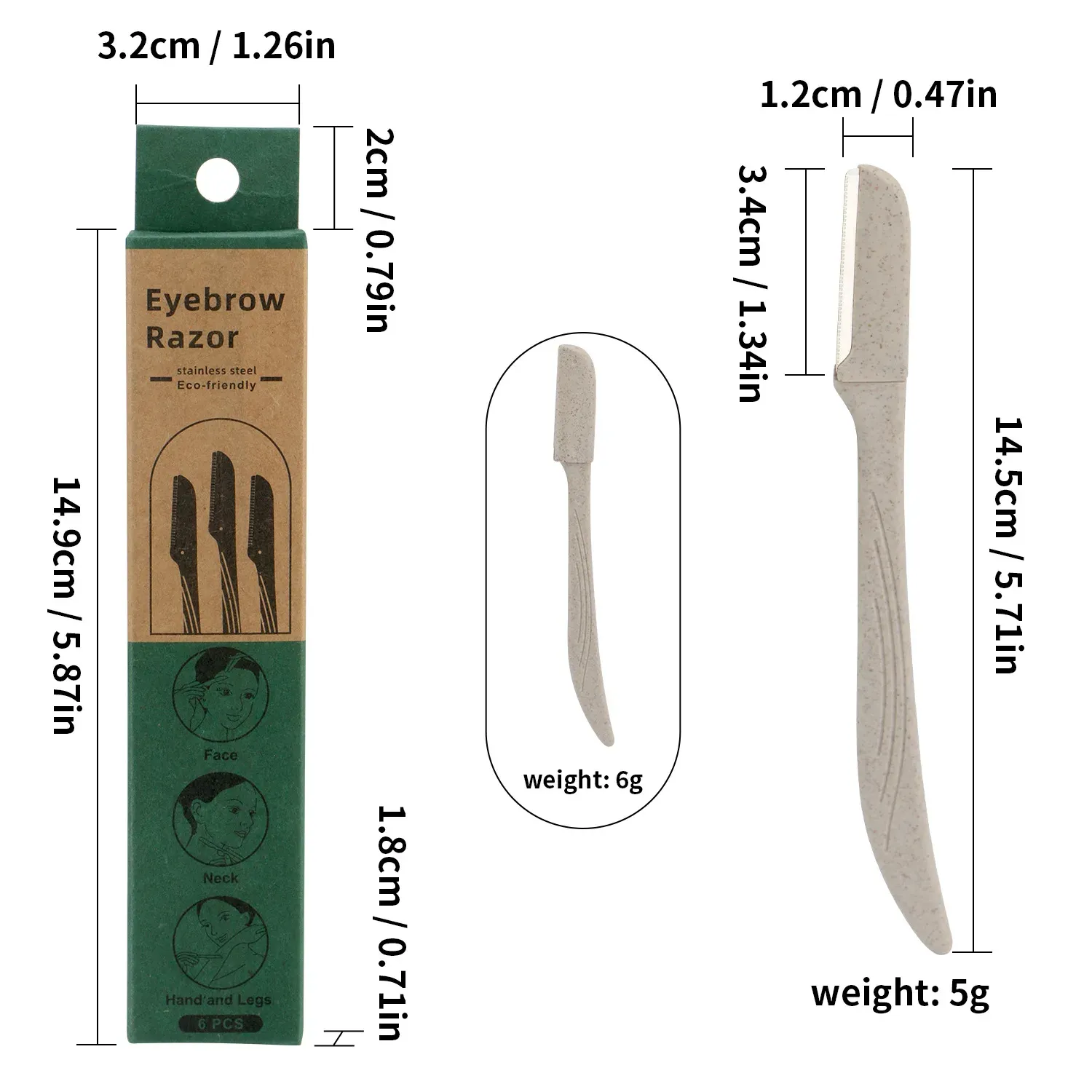 Tondeuse à sourcils, emballage de 6 pièces