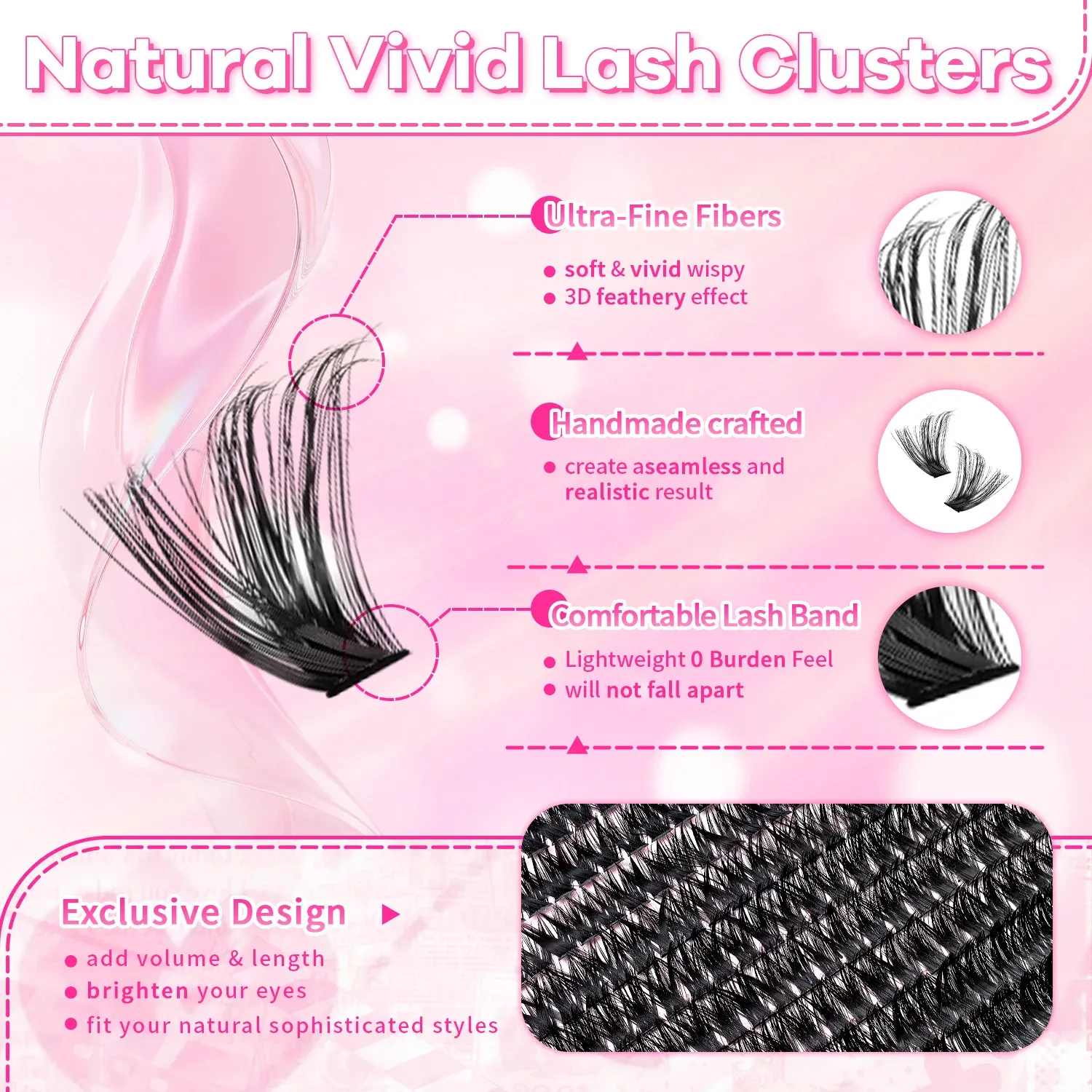 Cils en grappe, finition naturelle