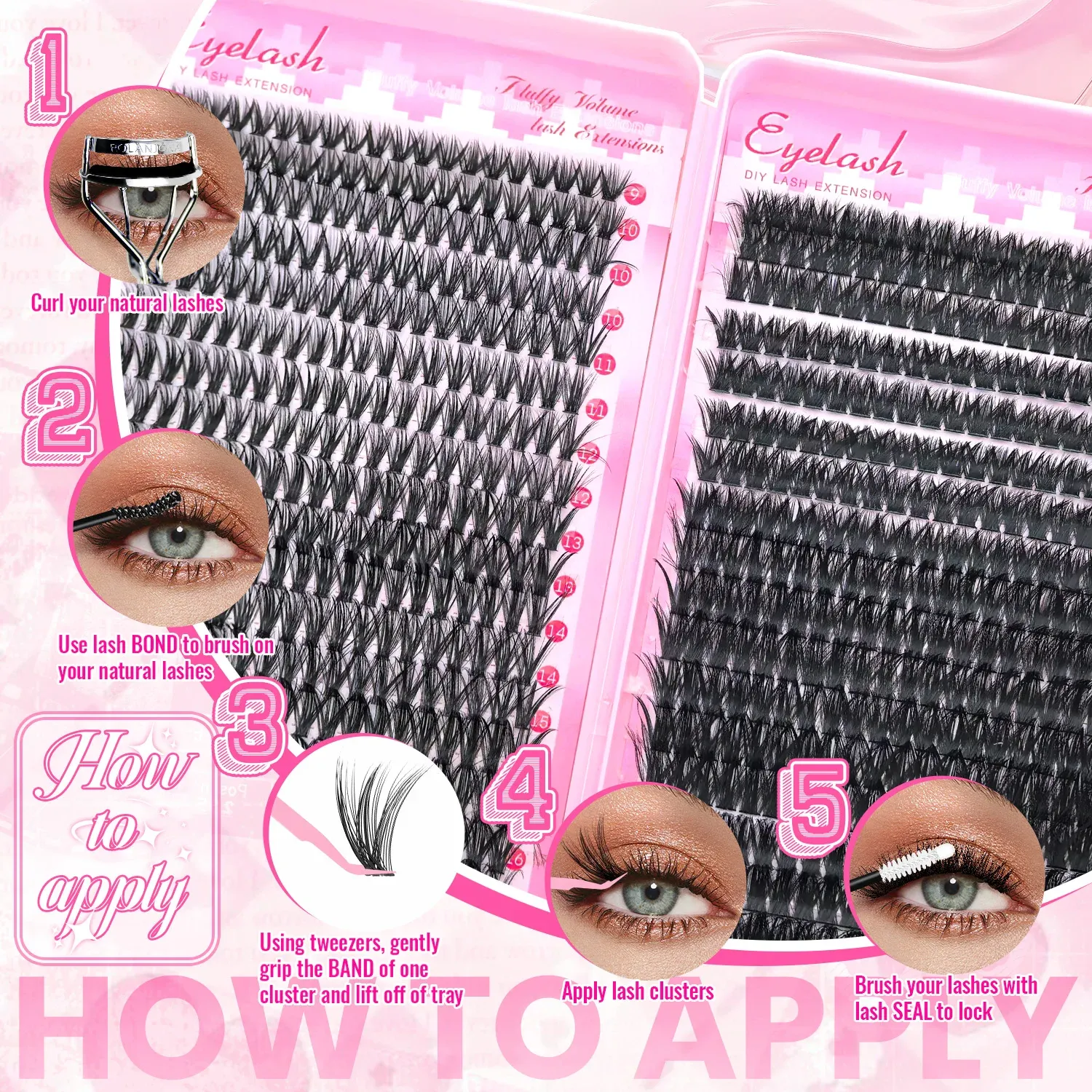 Kit d'extensions de cils en grappe au rendu volumineux