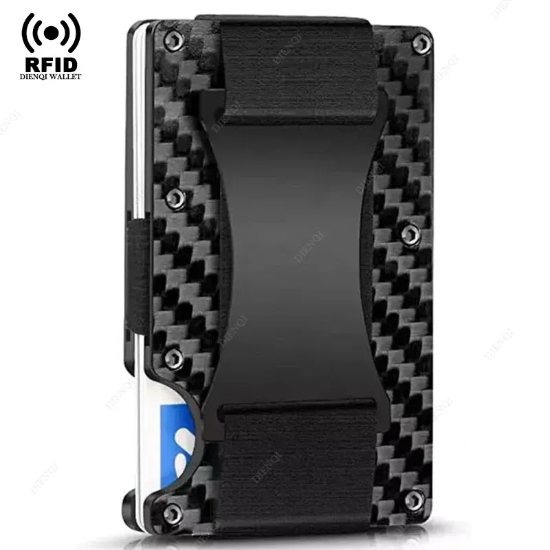 Porte-cartes RFID fin en métal pour hommes et femmes, étui compact en alliage d'aluminium pour cartes de crédit et d'identité