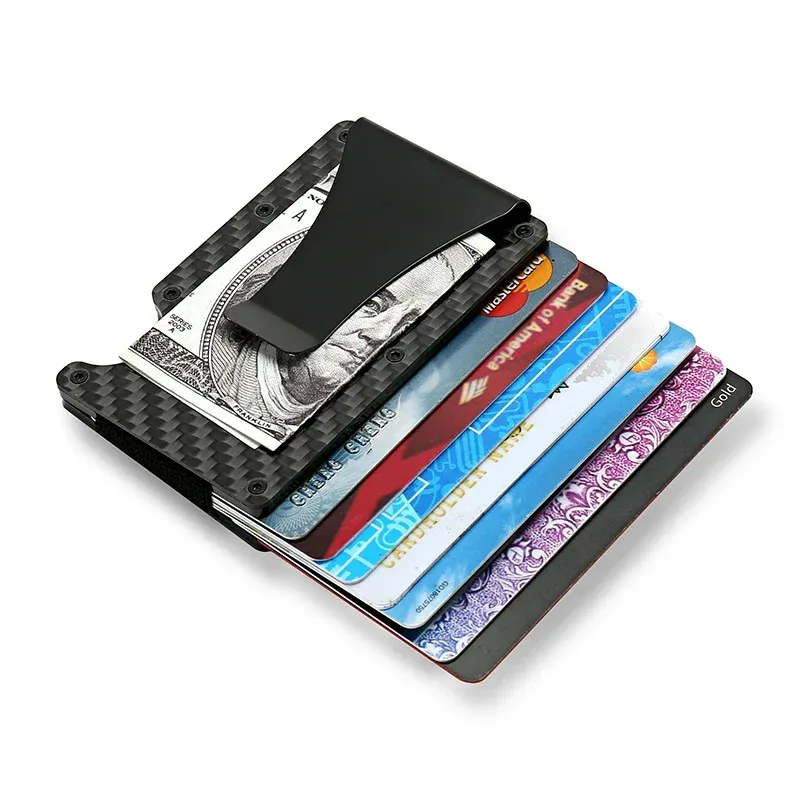 Porte-cartes RFID fin en métal pour hommes et femmes, étui compact en alliage d'aluminium pour cartes de crédit et d'identité 2