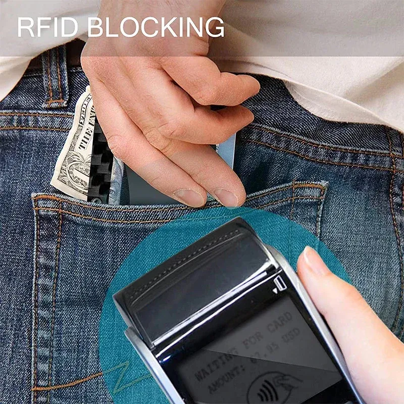 Porte-cartes RFID fin en métal pour hommes et femmes, étui compact en alliage d'aluminium pour cartes de crédit et d'identité 6