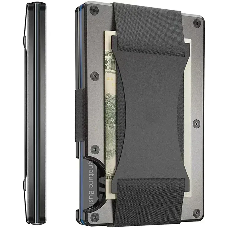 Porte-cartes RFID fin en métal pour hommes et femmes, étui compact en alliage d'aluminium pour cartes de crédit et d'identité 13
