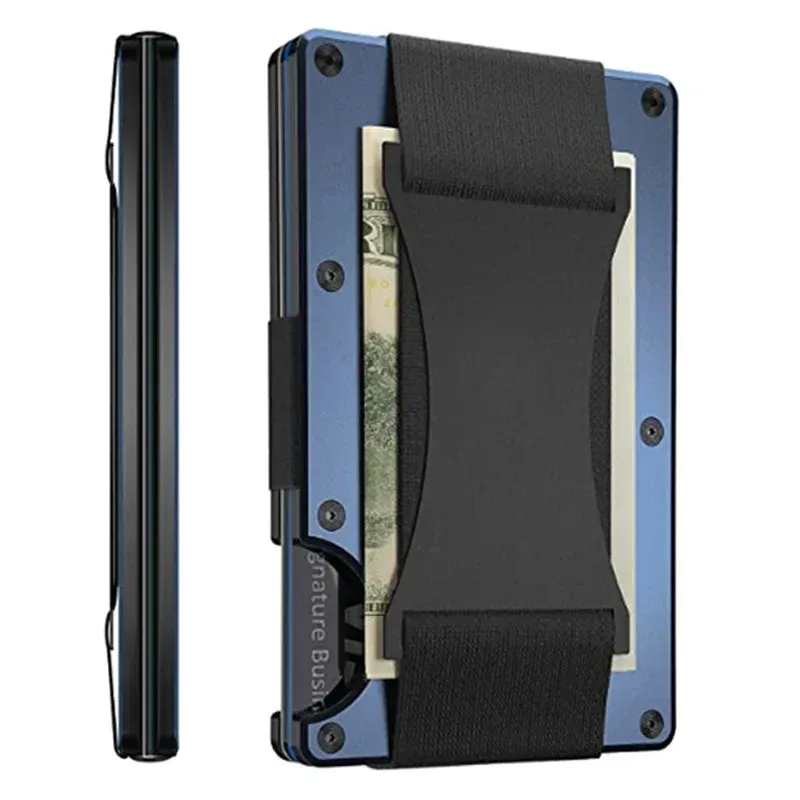Porte-cartes RFID fin en métal pour hommes et femmes, étui compact en alliage d'aluminium pour cartes de crédit et d'identité 12