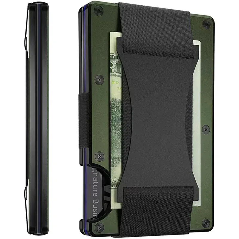 Porte-cartes RFID fin en métal pour hommes et femmes, étui compact en alliage d'aluminium pour cartes de crédit et d'identité 11