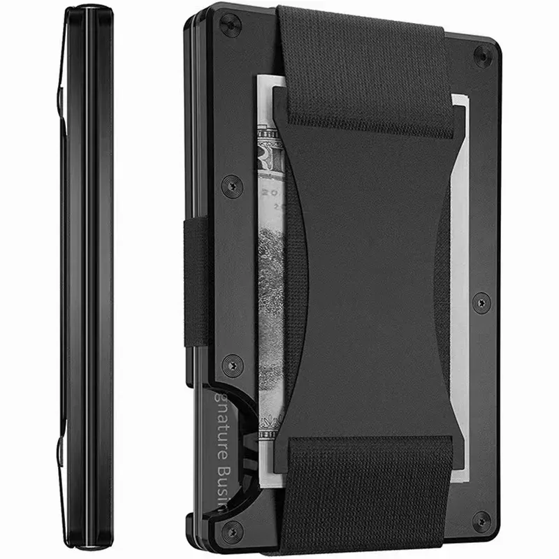 Porte-cartes RFID fin en métal pour hommes et femmes, étui compact en alliage d'aluminium pour cartes de crédit et d'identité 7