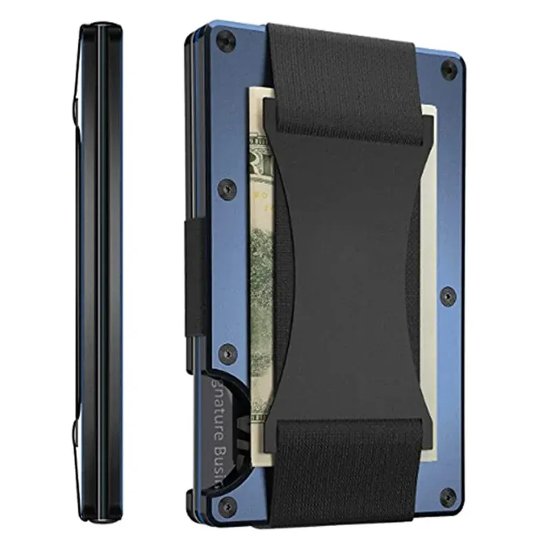 Porte-cartes RFID fin en métal pour hommes et femmes, étui compact en alliage d'aluminium pour cartes de crédit et d'identité 8