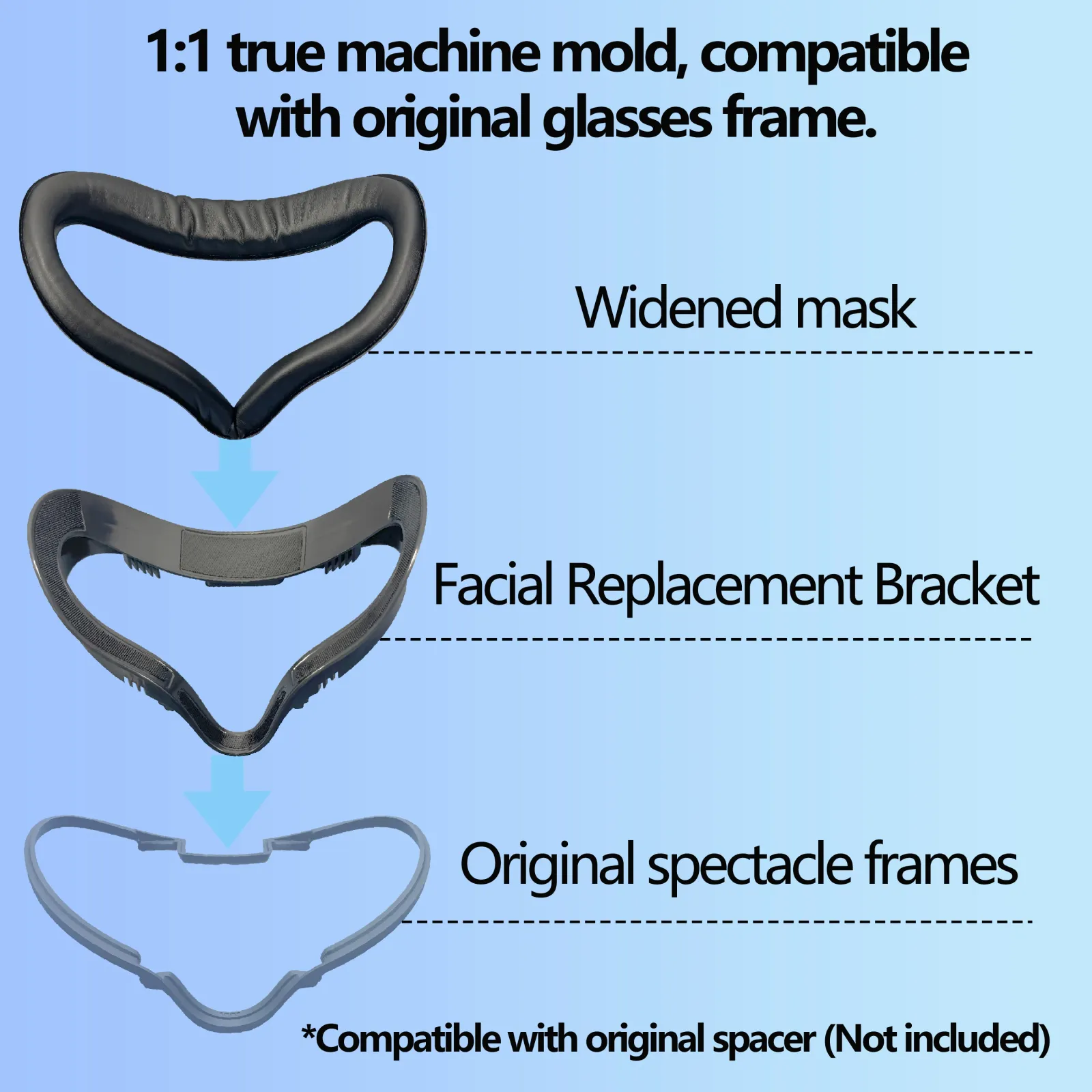 Masque oculaire en soie glacée, vue de face