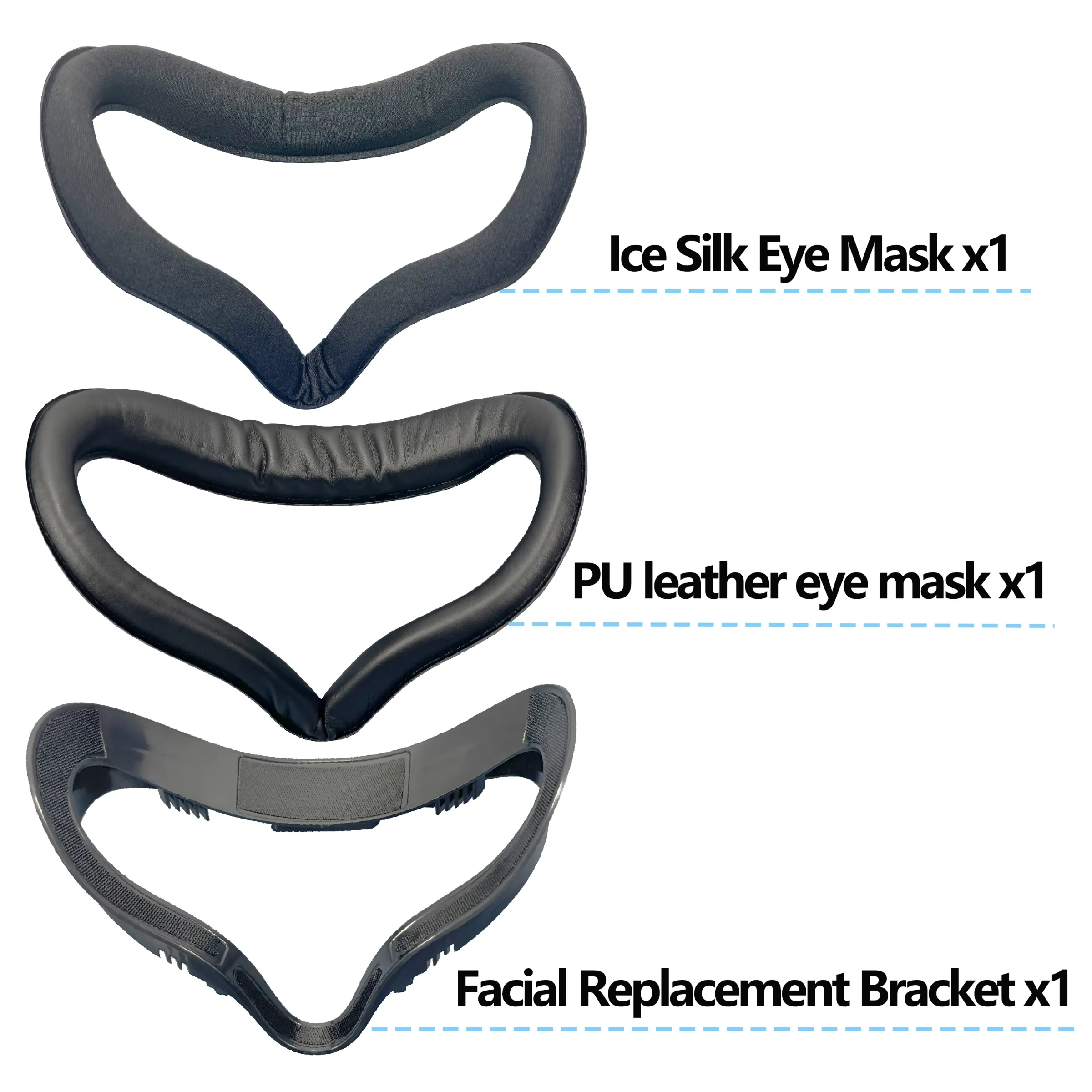 Accessoire de remplacement pour support facial et masque oculaire compatible avec Meta/Oculus Quest 2, en soie glacée ou cuir PU 11