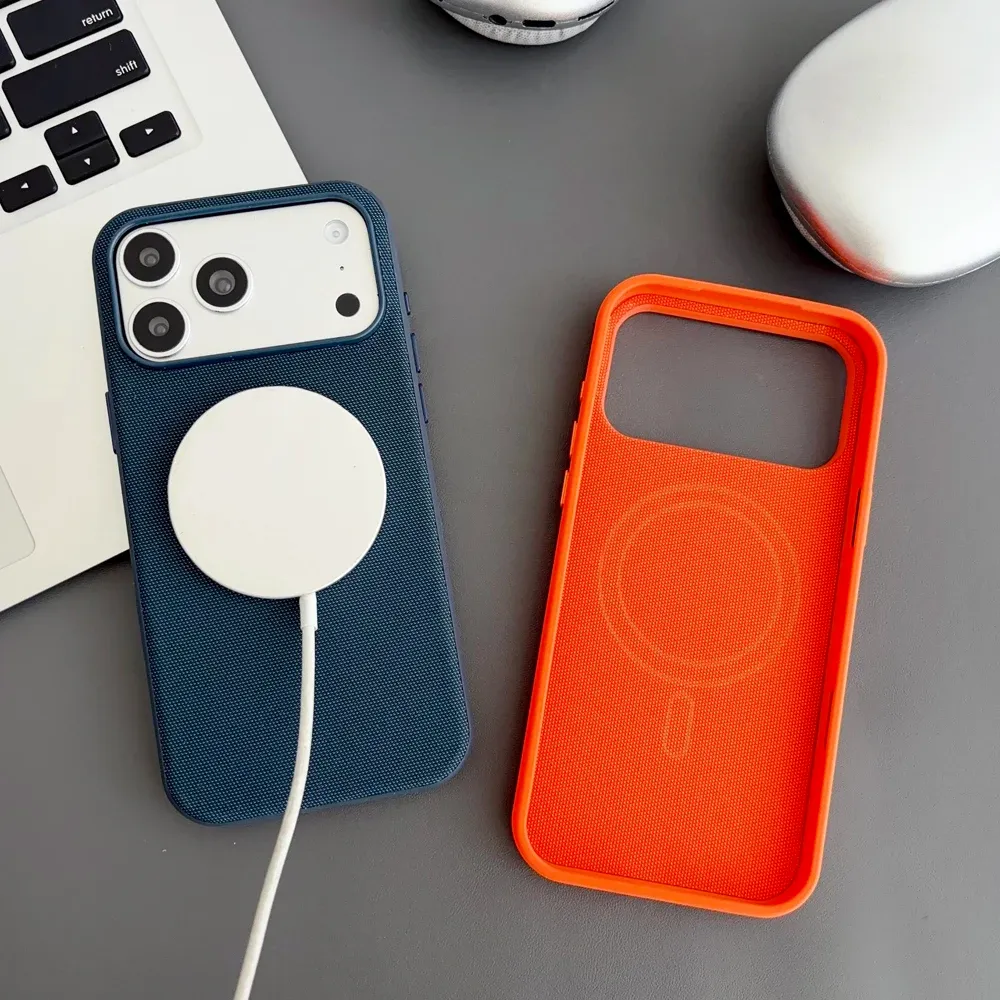 Coque tissée pour iPhone, compatibilité MagSafe