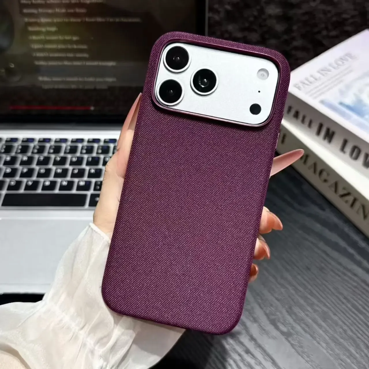 Coque tissée haute qualité pour iPhone Pro Max compatible MagSafe 8