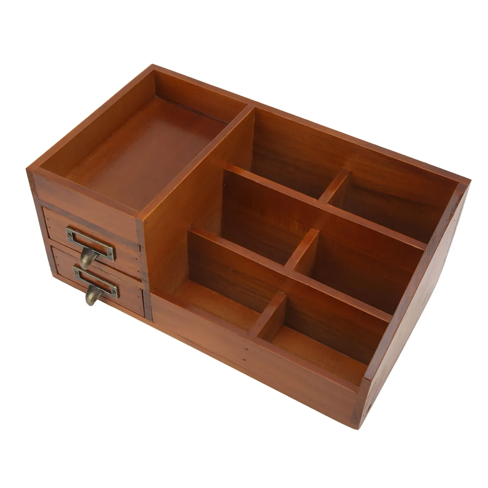 Organisateur de maquillage en bois sur un bureau