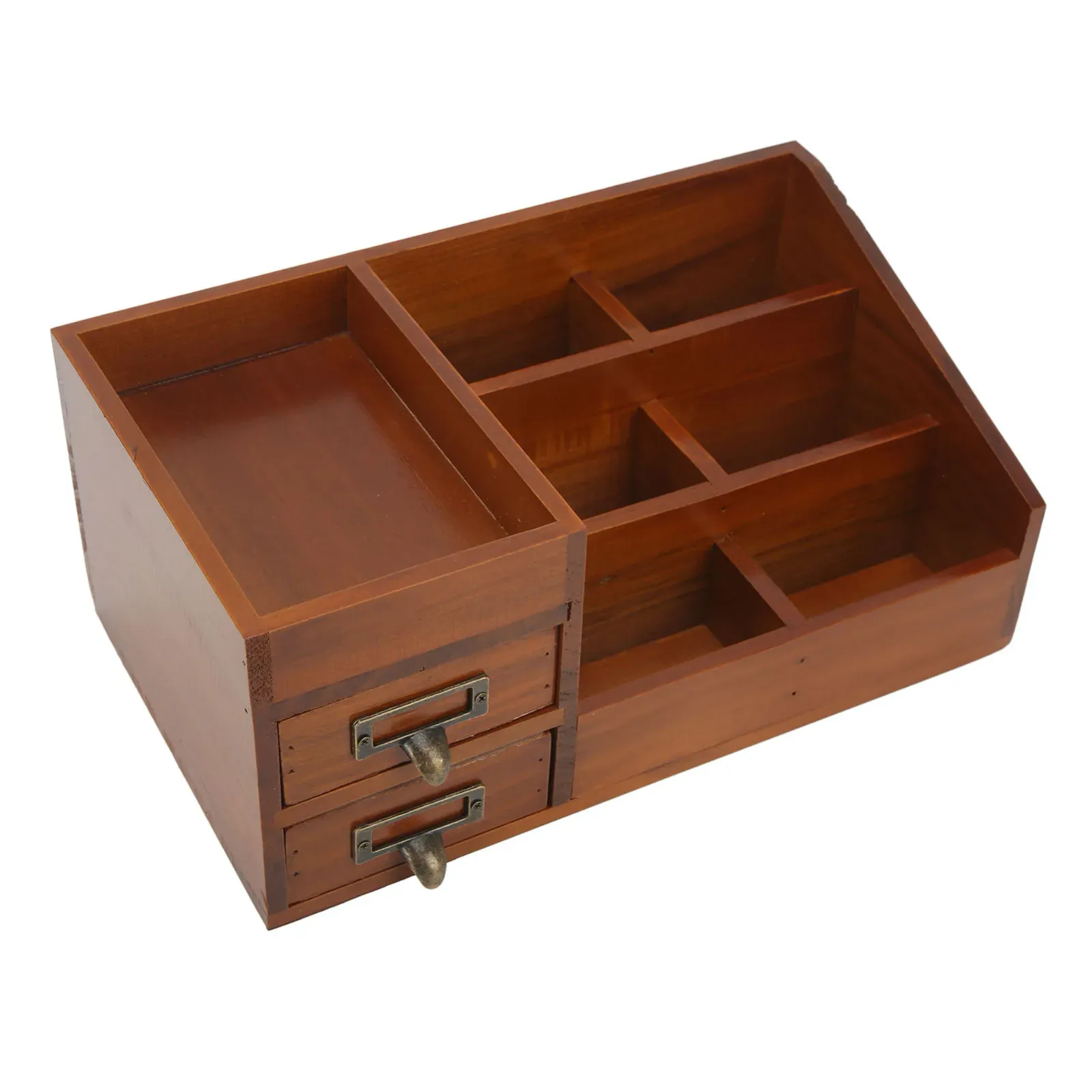 Organisateur de maquillage en bois avec accessoires de beauté