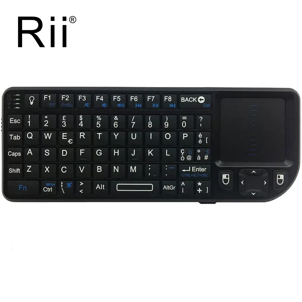 Rii X1 Mini clavier sans fil 2,4 GHz avec pavé tactile, disposition anglaise/espagnole/française, compatible Android TV Box, PC et ordinateur portable 8