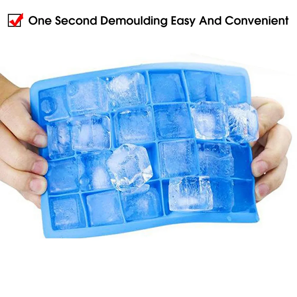 Moule à glaçons en silicone 24 cavités avec ou sans couvercle, pour glaçons carrés, purées, fromages et gelées 3